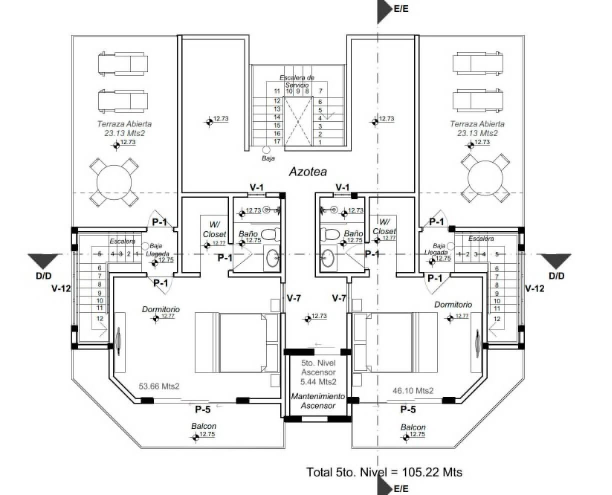 One bedroom penthouse floor plan