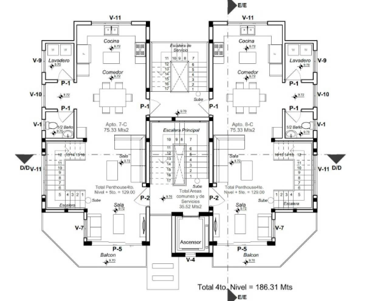 One bedroom penthouse floor plan